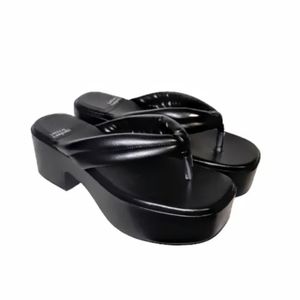 Jeffery Campbell Luau Chunky Platform Flip Flop Thong Sandal Black Y2K Retro 70s